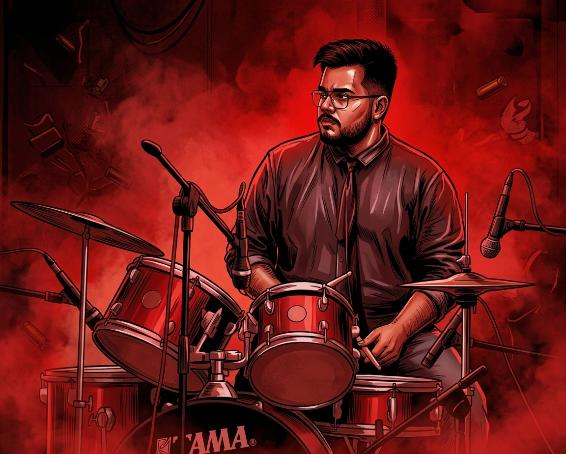 Manish Tiwari playing drums